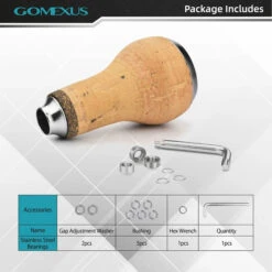 Gomexus Handle Knob Cork For Spinning Reel - Cork/Silver -Ausgewählte Geschäfte Für Angelausrüstung CA27TNBK 4